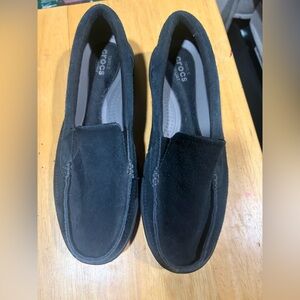 CROCS Black Suede Slip-Ons